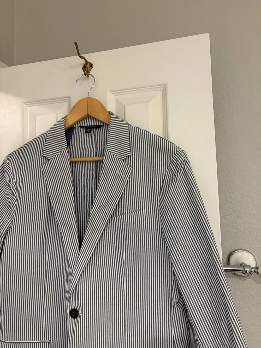 Banana Republic Slim Fit Seersucker Blazer 40R Blue Cotton Sport Coat